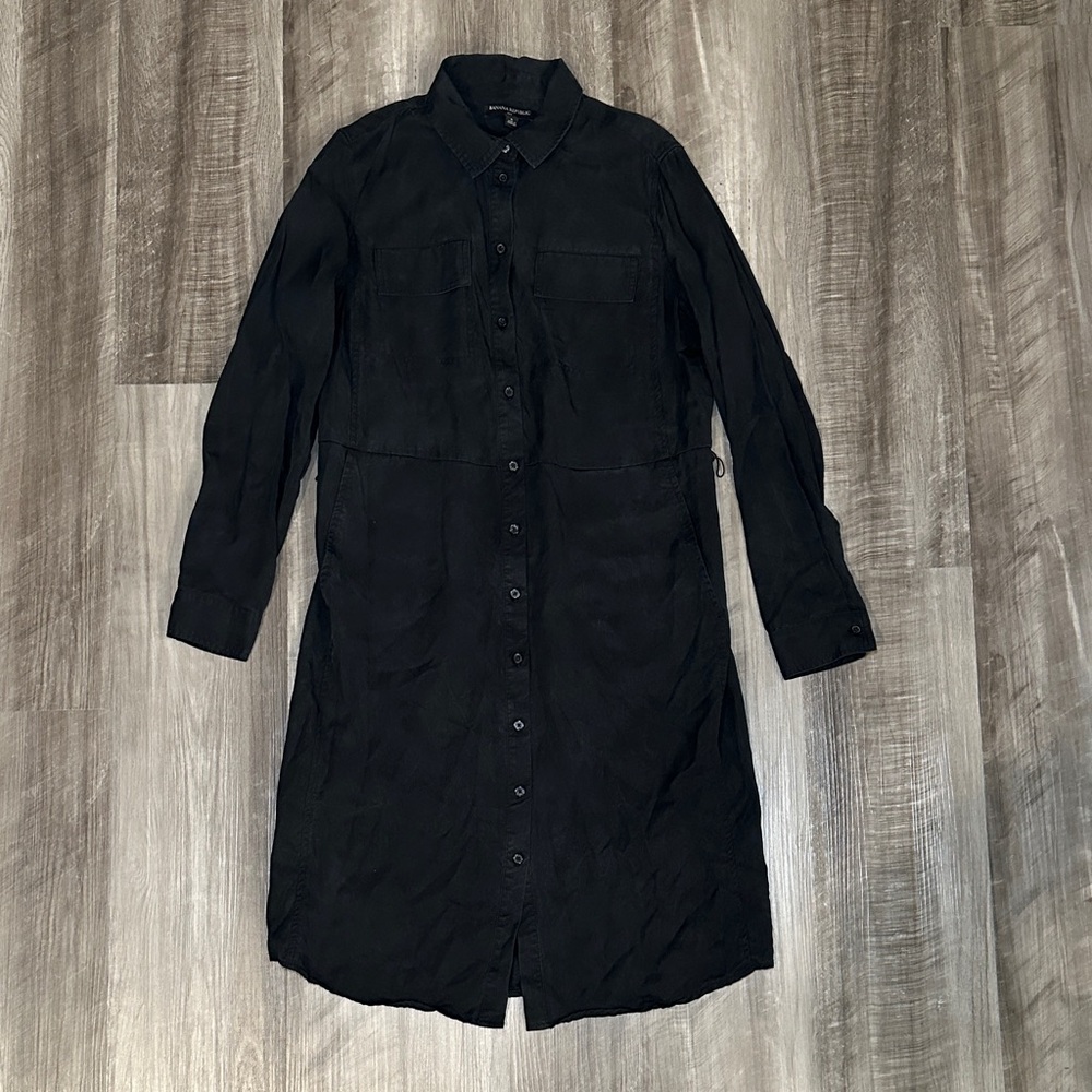 Banana Republic Roll Sleeve Lyocell Button Down Shirt Dress - 6